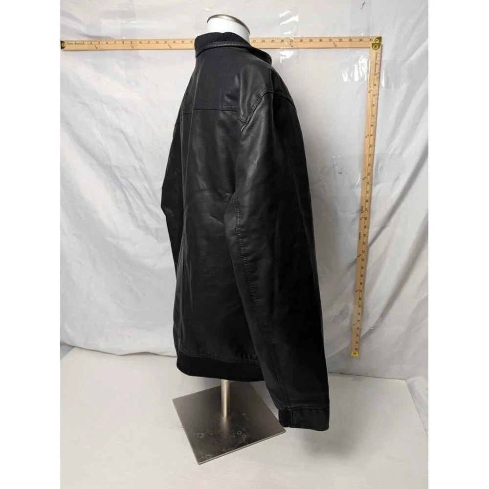 Apt 9 ~ Men's‎ Black Faux Leather Bomber Jacket Full Zip ~ 2XL ~ NWOT